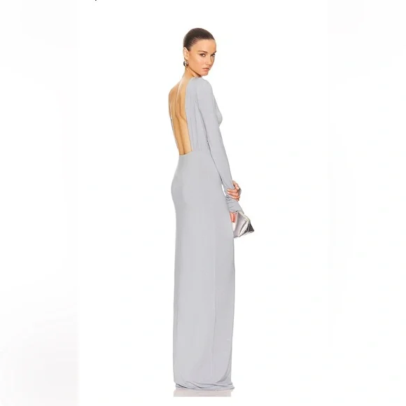 NWT Helsa Jersey Backless Maxi Dress in Dove Grey - Picture 5 of 10